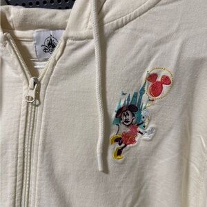 Disney Parks Mickey & Minnie “Play in the Park” Zip-Up Hoodie – Cream